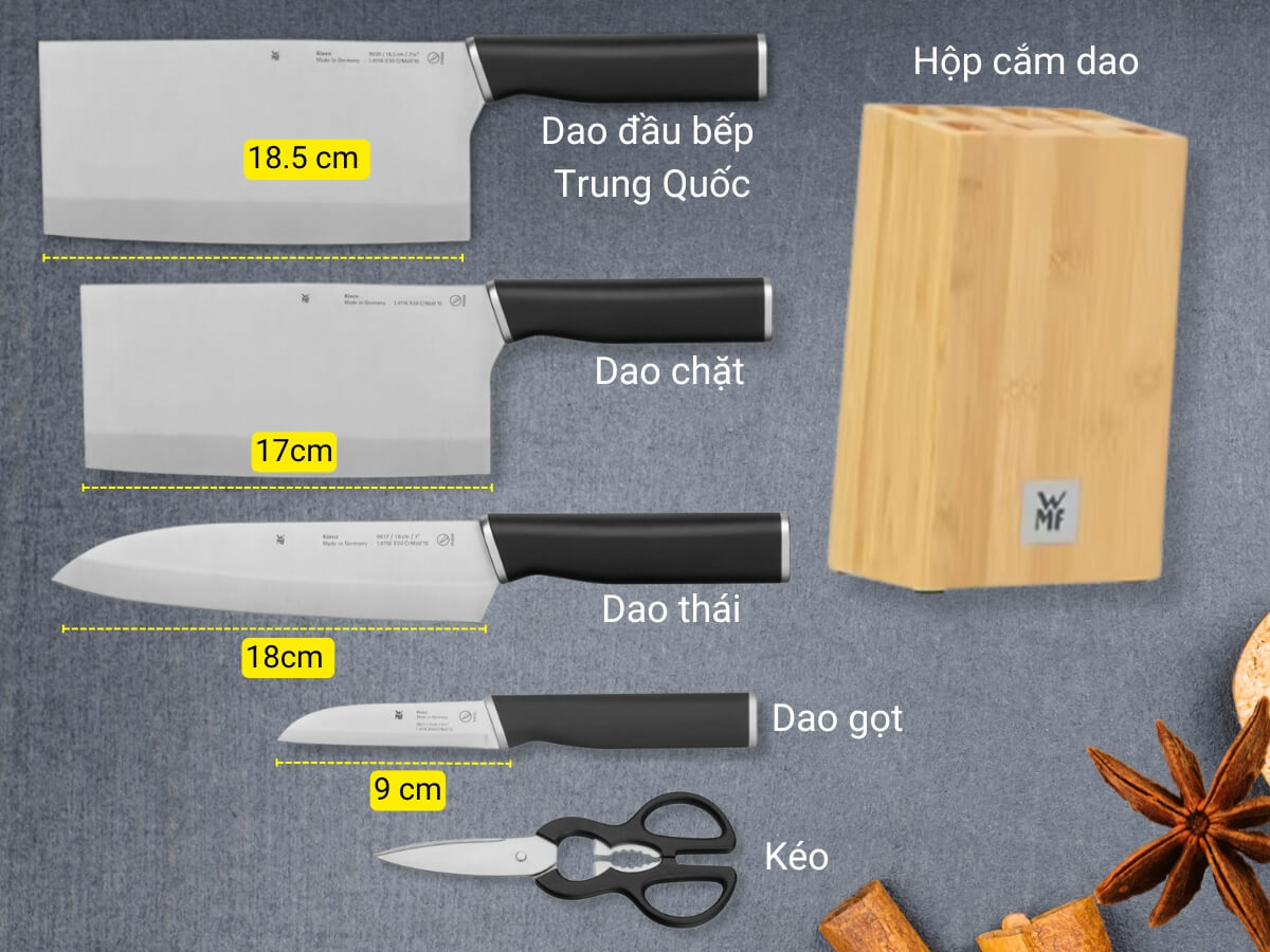 Bộ dao WMF ASIAN 6PCS BLOCK SET 1882219992
