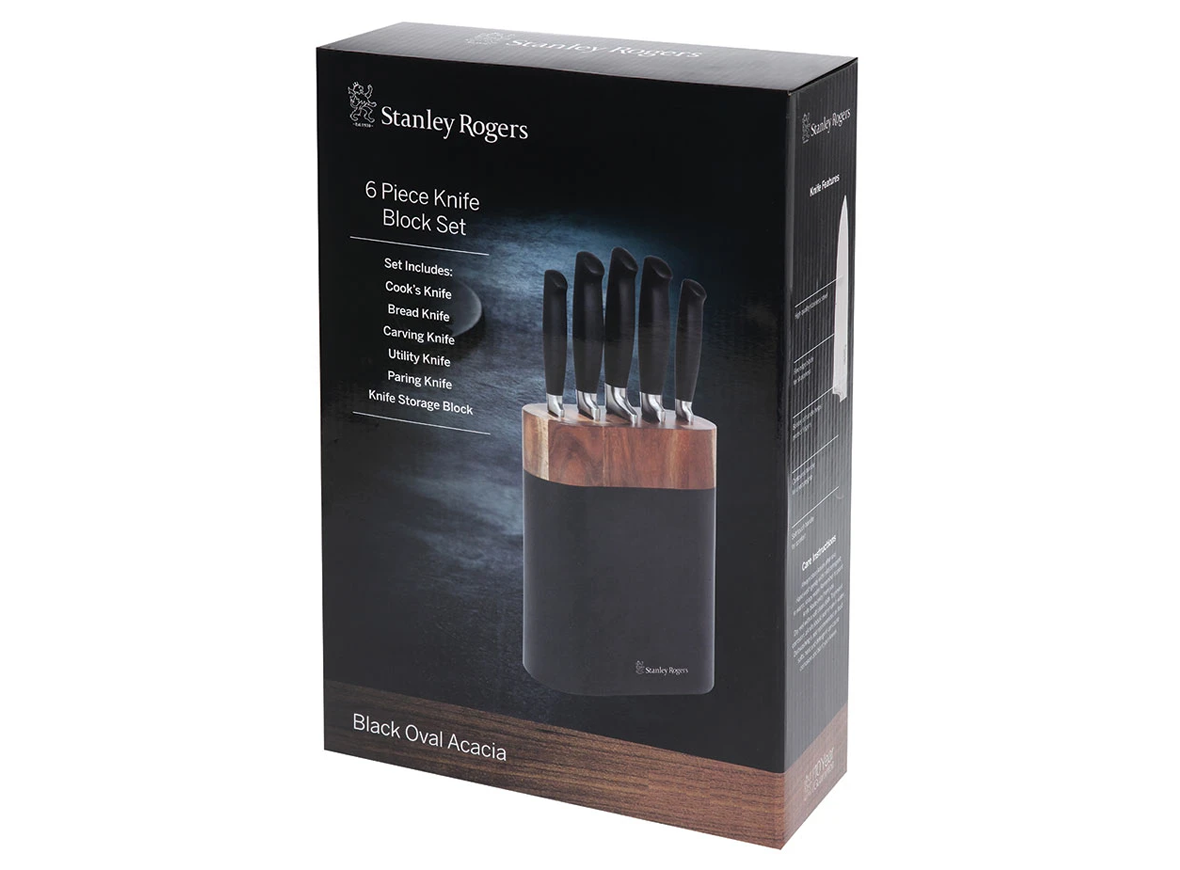 Bộ dao Stanley Rogers 6 món BLACK OVAL ACACIA
