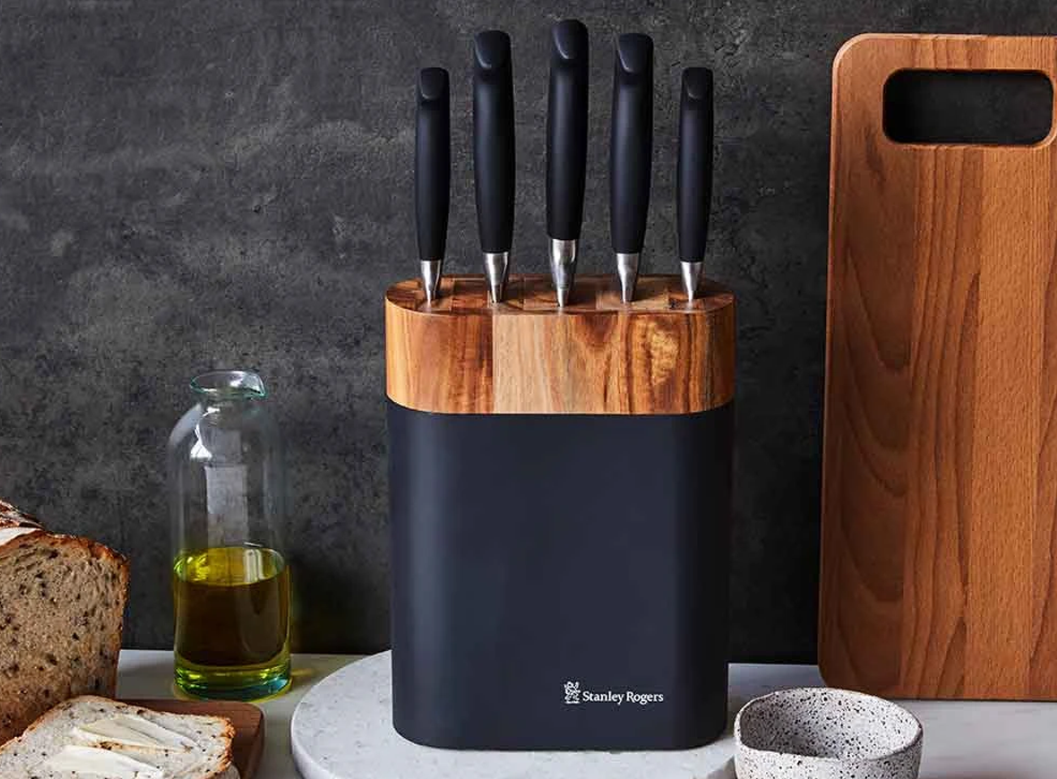 Bộ dao Stanley Rogers 6 món BLACK OVAL ACACIA