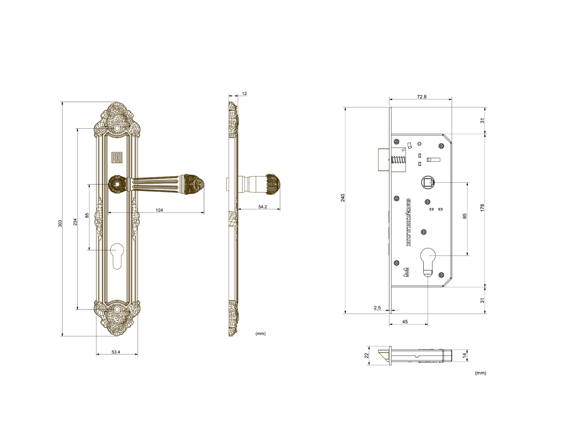 Khóa tay nắm Huy Hoàng TNHCR8526-SSHA