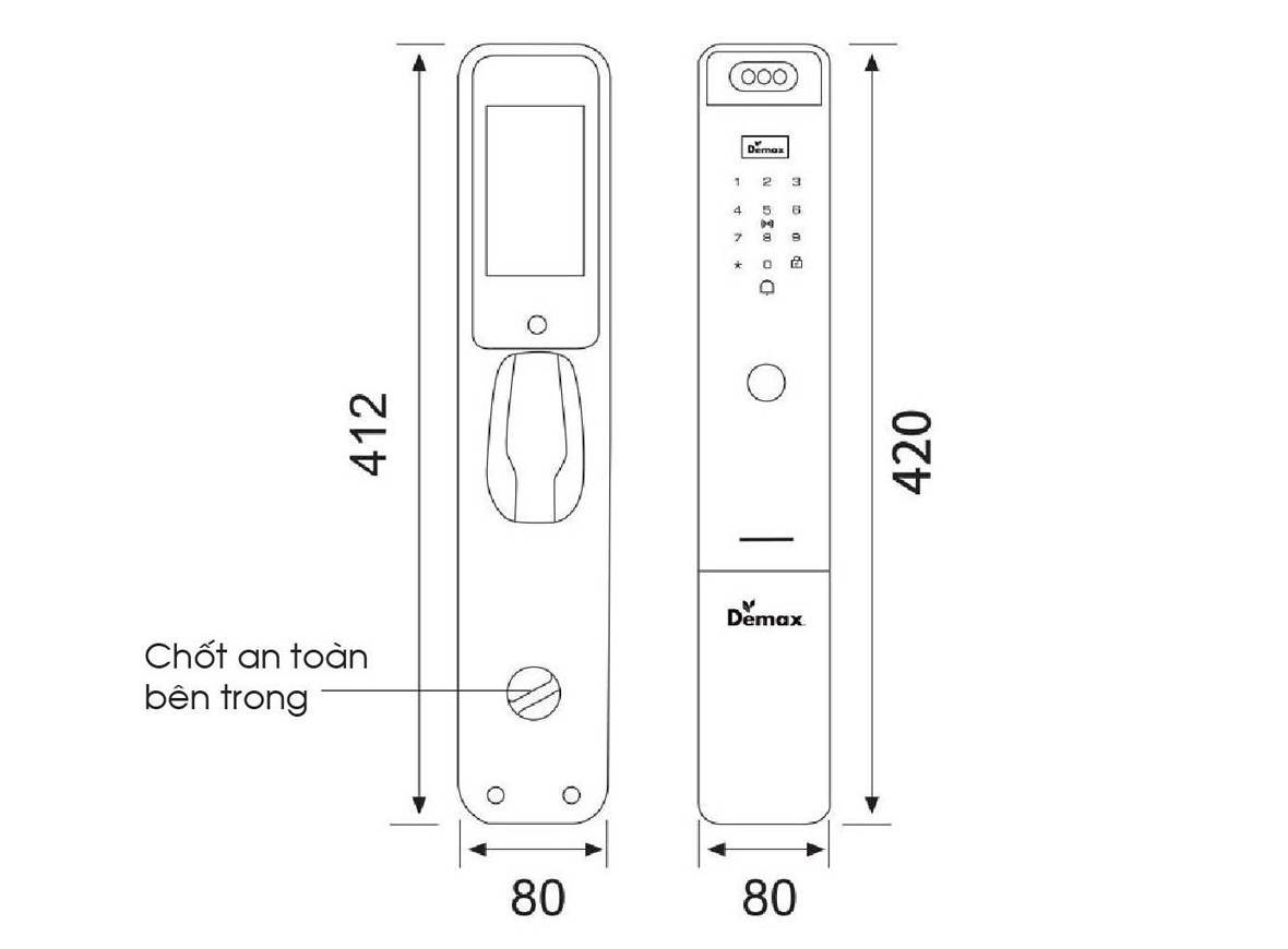 Khóa điện tử nhận diện khuôn mặt Demax EL910 MB VIDEO CALL APP WIFI