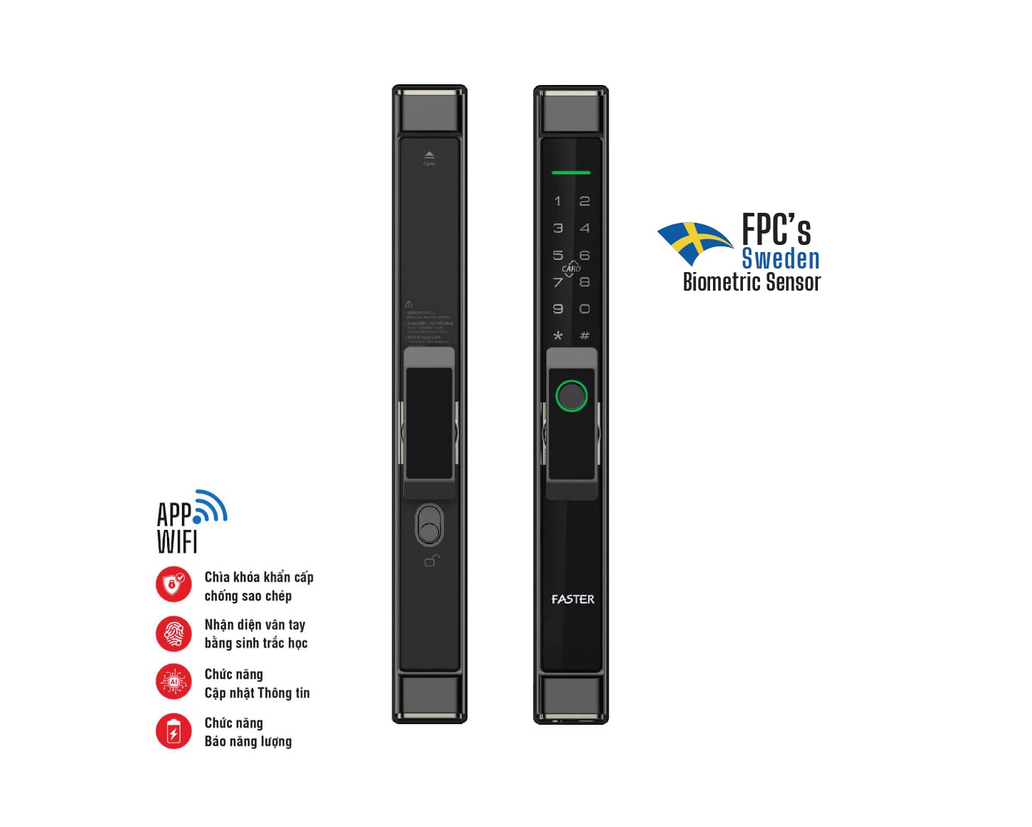 Khóa cửa nhôm Faster FS6901 BL