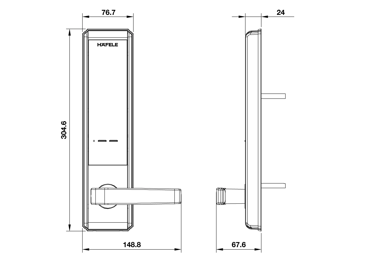 Khóa điện tử Hafele EL7200-TC thân nhỏ 912.05.714