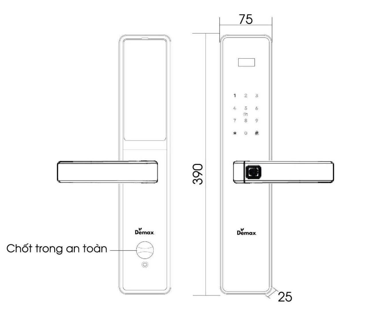 Khoá cửa gỗ thông minh Demax EL-C68 BL APP TT LOCK WIFI