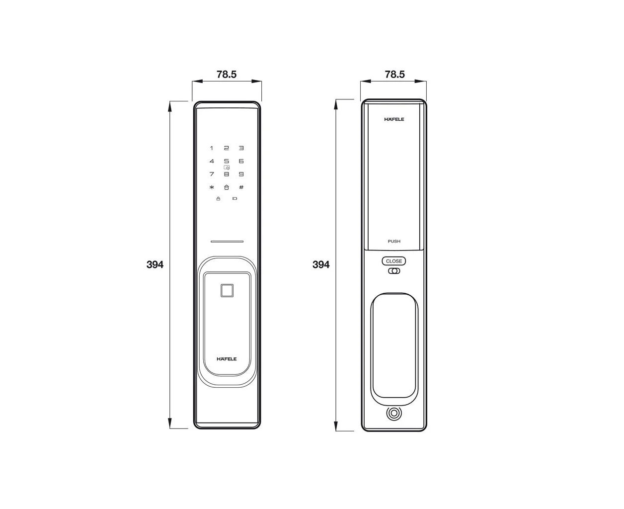 Khóa điện tử Hafele PP8100 màu đen mờ 912.20.260