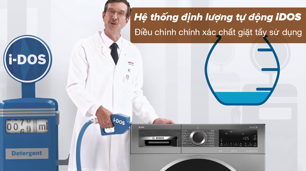 Máy giặt Bosch 10kg WGG254A0VN - Hệ thống định lượng tự động iDOS điều chỉnh và sử dụng chất giặt tẩy tiết kiệm nhất Máy giặt Bosch 10kg WGG254A0VN - Hệ thống định lượng tự động iDOS điều chỉnh và sử dụng chất giặt tẩy tiết kiệm nhất