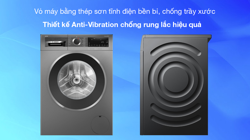 Máy giặt Bosch 10kg WGG254A0VN - Vỏ máy bằng thép không gỉ bền bỉ, được thiết kế chống rung Anti-Vibration, giảm thiểu rung lắc Máy giặt Bosch 10kg WGG254A0VN - Vỏ máy bằng thép không gỉ bền bỉ, được thiết kế chống rung Anti-Vibration, giảm thiểu rung lắc