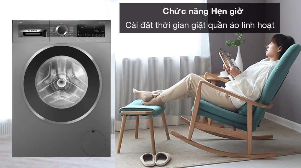 Máy giặt Bosch 10kg WGG254A0VN - Hẹn giờ giặt giúp người dùng cài đặt thời gian giặt quần áo linh hoạt và chủ động Máy giặt Bosch 10kg WGG254A0VN - Hẹn giờ giặt giúp người dùng cài đặt thời gian giặt quần áo linh hoạt và chủ động