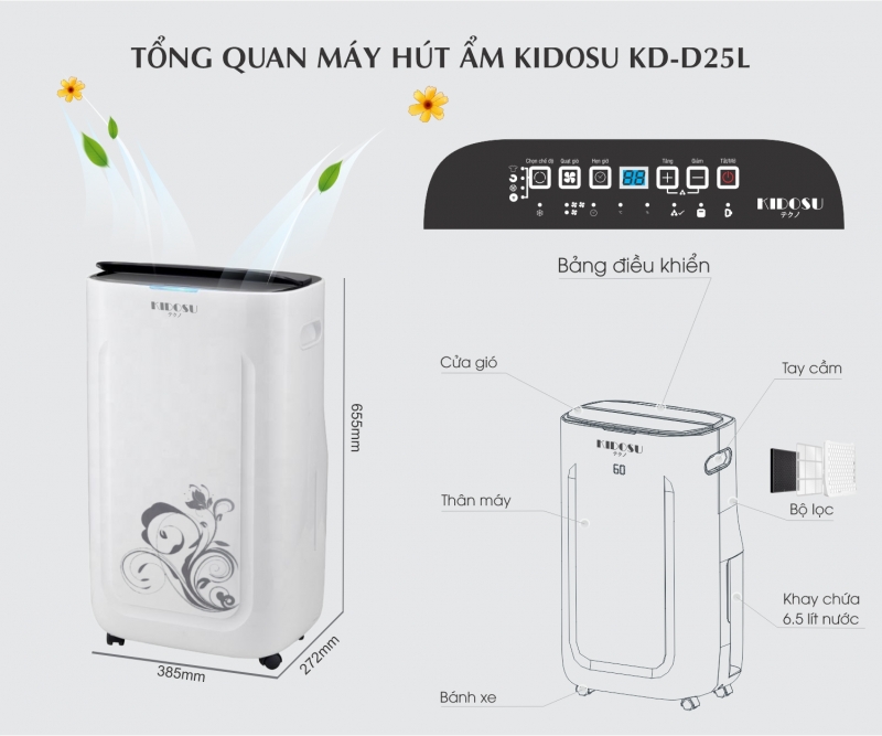 Máy hút ẩm Kidosu 25 lít KD-D25L