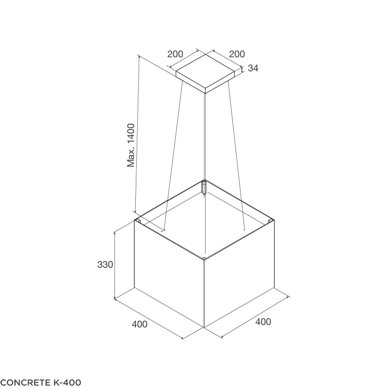 Máy hút mùi đảo Malloca CONCRETE K-400
