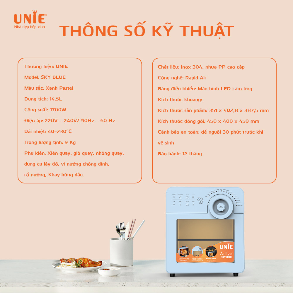 Nồi chiên không dầu UNIE KY BLUE