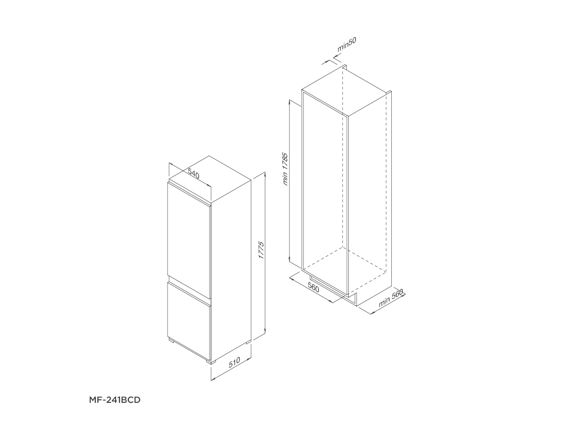 Tủ lạnh âm tủ Malloca MF-241BCD